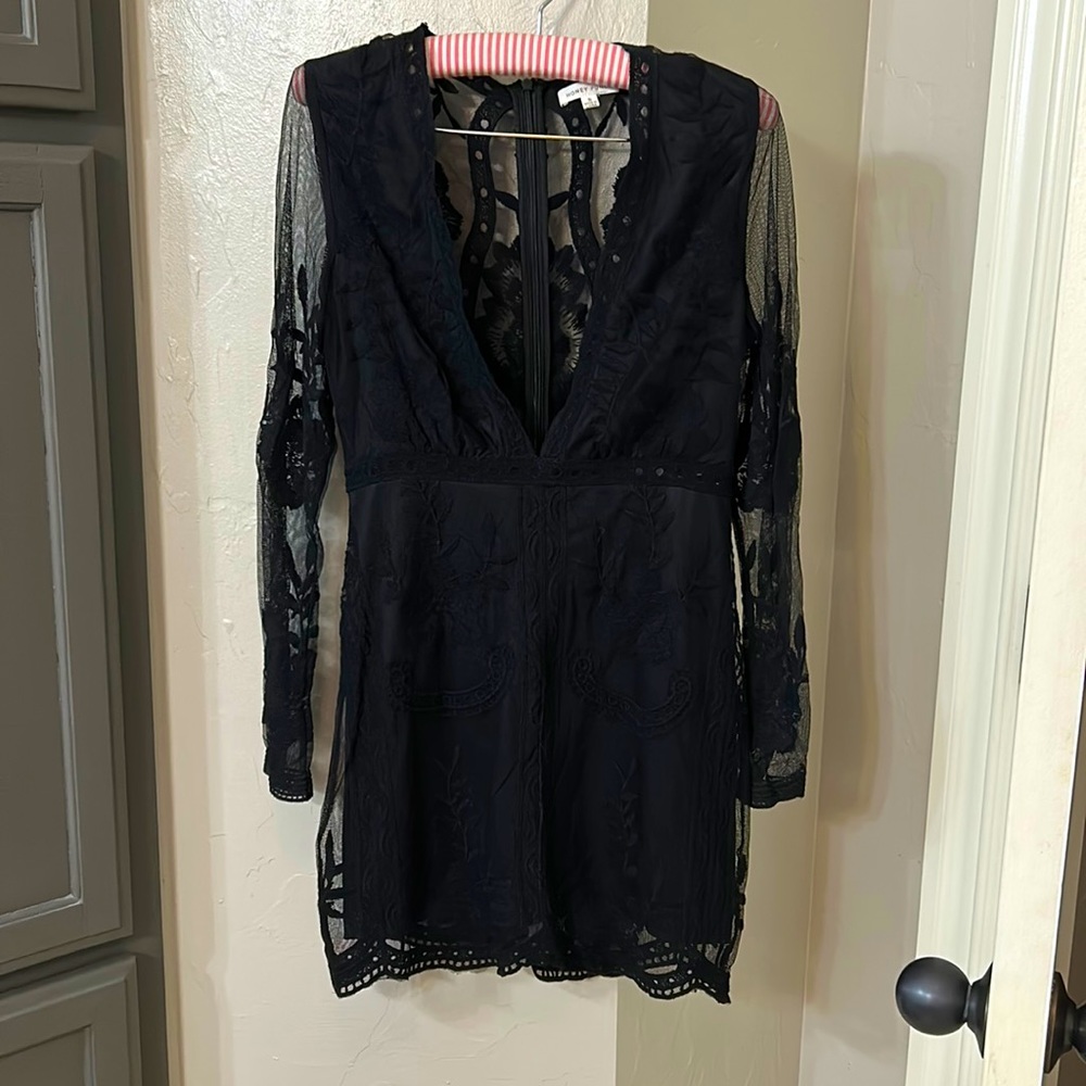 Black lace long sleeve dress